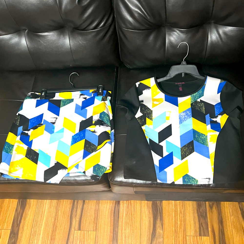 Skirt set -worn once-Top size L & Skirt size XL (Material Girl)